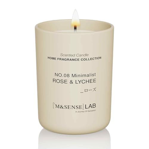 Image of M&SENSE Scented Candles 250g Rose Lychee Natural Soy Wax Candles Long Burning Minimalist Aromatherapy Candles, Perfect Christmas Gifts for Women and Men.