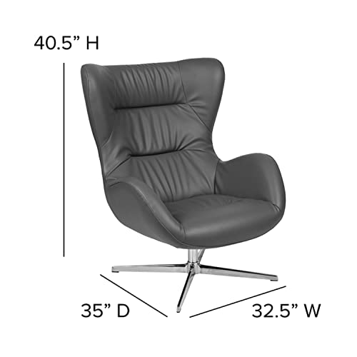 Flash Furniture Rally Gray Leathersoft Swivel Wing Chair #TOP2