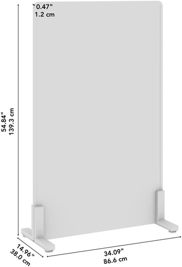 Pemberly Row Freestanding Privacy Screen, 34W x 55H, Acoustic Panels, Beige Fabric with White Metal Feet, Adjustable Levelers, Sound-Dampening Office Partition for Workstations