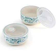 Pfaltzgraff Venice Storage Bowls, 6 inch, Teal and White