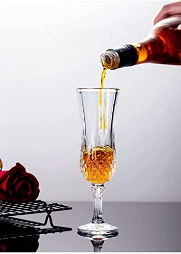 Image of Italian Style Classic White or Red Wine Glasses 180 ml Premium Crystal Clear Diamond Cut Glass | Perfect for Cocktail, Brandy, Mocktail, Champagne Set of (Long Big cry.$, 6)
