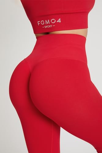 FGM04 Donna - Leggings All-Up (It, Testo, Xs, S, Regular, Regular, Standard, Rosso Lampone) - 4