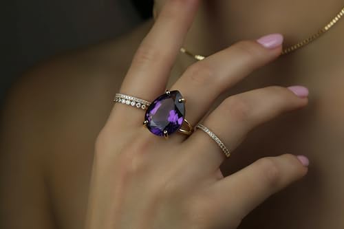 Bague Améthyste or rose 14k d'une qualité joaillière d'exception