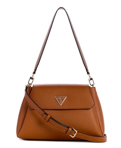 GUESS Damen Sora Girlfriend Flap Umhängetasche Schultertasche, Cognac