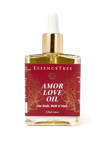 EssenceTree Holistic Life Amor Love Oil All-in-One Body Oil for Skin, Hair and Bath, Supports Youthful Skin, Addictive Scent Vanilla, Spice, Rose, Bergamot, Myrrh, Sandalwood, GLOW UP with Vitamin E