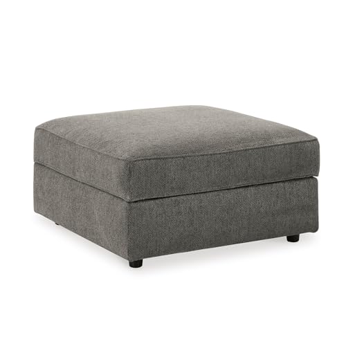 Signature Design by Ashley O'Phannon Casual Upholstered Ottoman with Storage and Removable Top, Gray