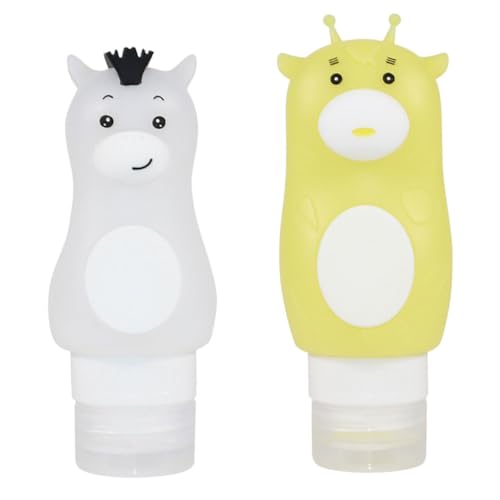 CATIEBYE 2個 漏れ防止密封シリコン製トラベル装瓶 長頸鹿 小白馬 洗髪液乳液用携帯用詰め替え容器 おしゃれで耐久性に トイレタリーコ
