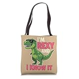 Mythical & Prehistoric I'm Rexy And I Know It T-Rex Dino Gro Tote Bag