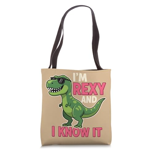Mythical & Prehistoric I'm Rexy And I Know It T-Rex Dino Gro Tote Bag