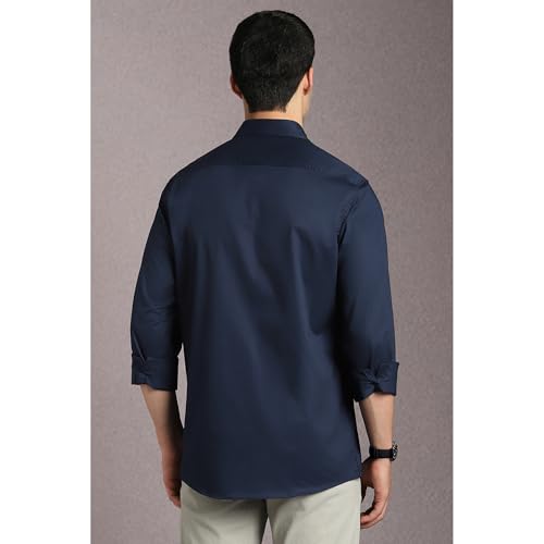 Image of Louis Philippe Men's Slim Fit Signature Oxford Easy Care, Natural Stretch Full Sleeve Solid Casual Shirt, Cotton