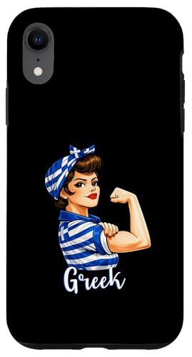 Proud Strong Greek Girl Woman Girlfriend Greece Flag �X�}�z�P�[�X iPhone XR �p