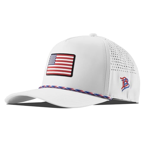Branded Bills Old Glory 5 Panel Rope Hats for Men Adjustable Baseball Cap USA Flag Snapback White/RWB
