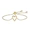 PAVOI 14K Yellow Gold Plated Matching Heart Charms Solitaire Bracelet Set for Women | Adjustable Valentines Day Love Friendship Two Bracelet Pack