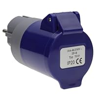 Schuko Stecker auf 16A Blau Commando Adapter, Wohnwagen Campingplatz Stromversorgung Direktadapter – Ansicht 4