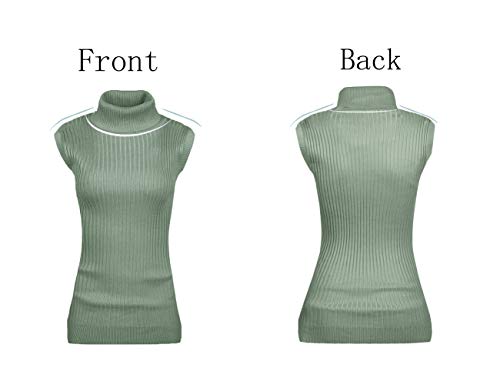 Image of v28 Women Sleeveless High Neck Turtleneck Stretchable Knit Sweater Top