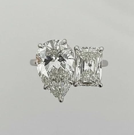 5CT Toi Et Moi Ring,Pear Radiant Engagement Ring,Hidden Halo Wedding Ring,14K Gold Plated,Wedding Ring For Women,Gifted For Her,Size 3-14.