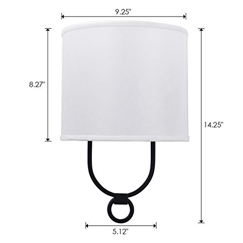 VILUXY Modern Wall Sconces Bedside Wall Sconce Lighting Fixture with White Fabric Shade for Bedroom, Hallway, Entryway, Passway, Bathroom, Vanity 2 Pack - Thumbnail 7