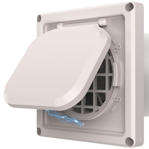 Dryer Vent Cover Outside 4 inch, Magnetic Door Design, Durable Airflow Vent with Lint Trap Screen, Thickened Material, 6 inch x 6 inch Size, Beige