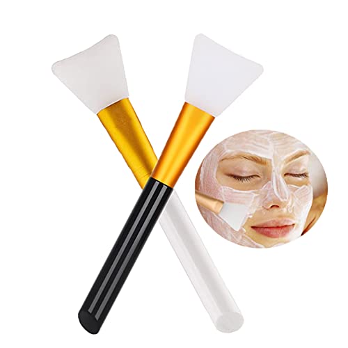 2 Stück Silikon Gesichtsmaske Pinsel, Haarlose Silikon Kosmetikschaber Gesichtsschlamm Applikator, Gesichts-Maskenapplikatorbürste, Weiches Silikon Kosmetik Pinsel Mud Maske Pinsel DIY Make-up-Tool Cover