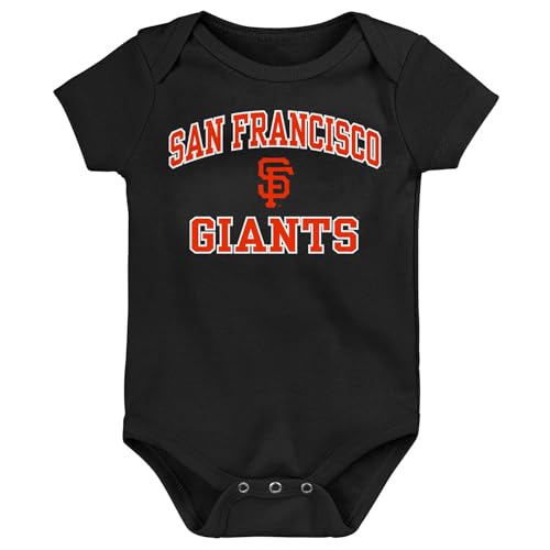 Outerstuff MLB Officially Licensed 0-24 Months City Headline Arch Logo Creeper Bodysuit Romper (San Francisco Giants - Black, 3/6 Months)