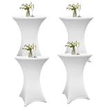 Sonnewelt Stehtischhusse Stretch, 4er-Set Stehtische Husse elastische, Ø 80-85cm Tischdecke für Bistrotische, Tisch Husse Hochzeit Feier, Tischdecke-Weiß