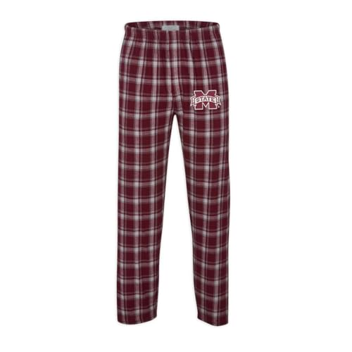 Sorority Letters Shop Mississippi State University Flannel Pajama Pants with Embroidered Mississippi State M Logo