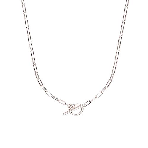 Brandlinger® Atelier Paperclip Necklace for Women Gold-Plated 925 Sterling Silver Length of Gold Chain 40 cm