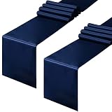 Horbaunal 2 Pack Navy Blue Satin Table Runner 12 x 108 Inch, Smooth Table Runners for Wedding Banquets Birthday Party