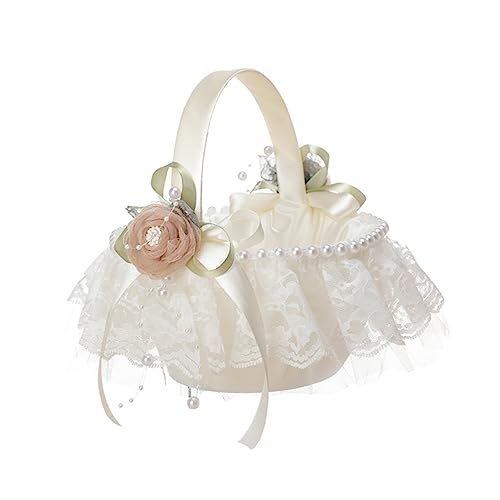 Elegant Pearl Lace Flower Girl Basket Wedding Flower Holder for Parties Stunning Decoration with Meticulous Craftsmanship for Your Special Day
