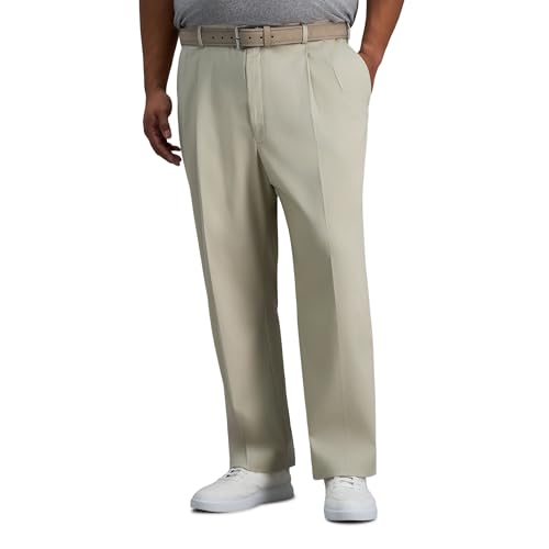 Haggar Men's Big & Tall Classic Fit Iron Free Premium Khaki Pleated Pant by Haggar - Used condition - US$34.48