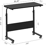 SogesHome Standing Desk Adjustable Height,Portable Laptop Desk with Wheels,Mobile Small Computer Desk,Rolling Home Office Desks (Black, 31.5inch*15.7inch)