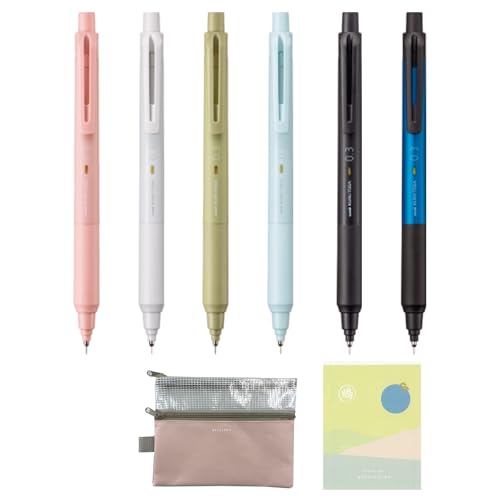 Uni Kuru Toga KS Mechanical Pencil | 0.3mm | 6-Farben-Set,Hergestellt in Japan,Mitsubishi-Bleistift,Mit Stiftetui und japanischem Umschlag im traditionellen Stil