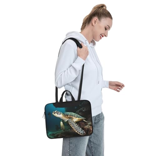 Maletín para portátil con diseño tortuga de mar negro miniatura 3