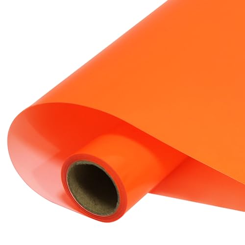 Image of FUNKAKA Fluorescent Orange HTV Heat Transfer Vinyl Rolls, 12 inch x 10ft Neon Orange Iron on Vinyl for All Cutter Machines PU Stretchy HTV Vinyl for T-Shirt Easy to Cut & Weed for Heat Transfer Design