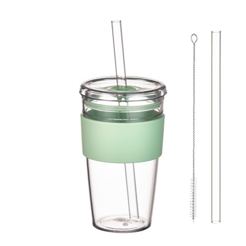 FLYILIA ストロー付きタンブラー プラスチック製 タンブラー コップ 水筒 蓋付き プラスチックコップ おしゃれ 可愛い 広口 漏れ防止 業務用 子供用 家庭用 ウォーターカップ ドリンク 軽量 割れにくい オフィス 幼稚園 保育園 ストローブラシ