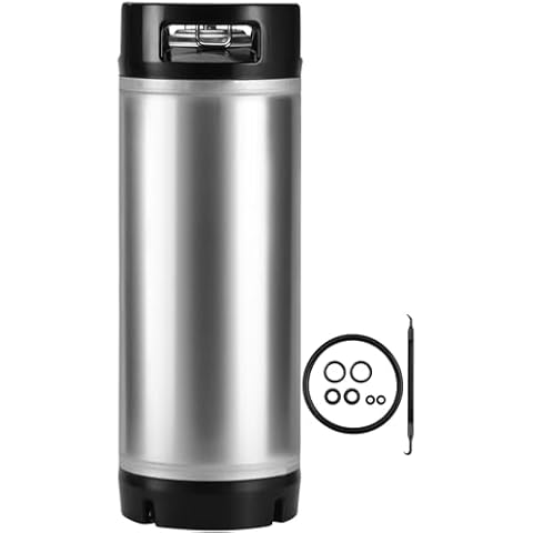 Hilangsan New 5 Gallon Ball Lock Keg Stainless Steel Beer Keg with Dual Rubber Handle Ball Lock Corny Keg Home Brew Keg Cover