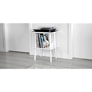 Support de lecteur de disque de qualité supérieure, tableau noir, 50 rangements de vinyle, pin massif (damier) – Image 2