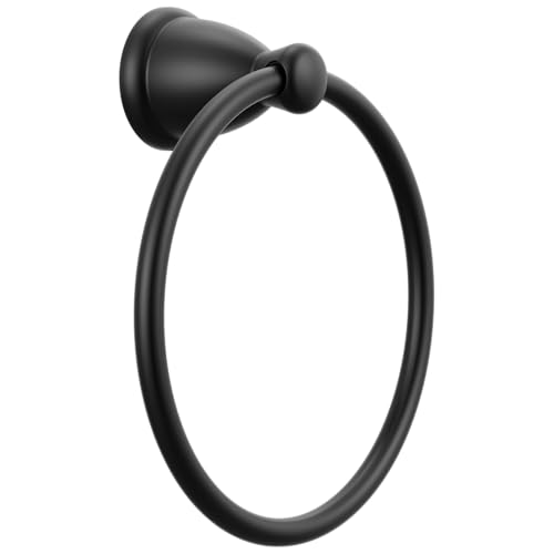 Delta Foundations Wall Mount Hand Towel Holder, Round Towel Ring Bathroom Accessory, Matte Black 71146-BL by DELTA - Used condition - US$21.51