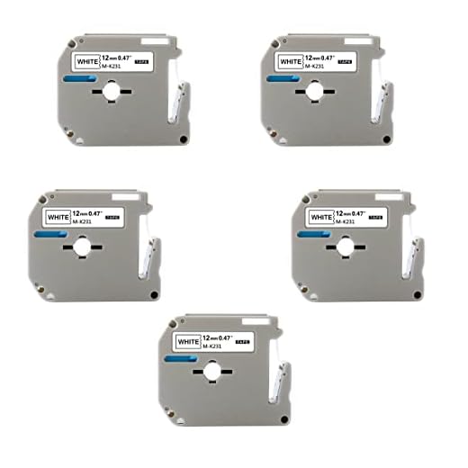 KIT COM 5 FITAS BRANCAS ROTULADOR BROTHER COMPATÍVEL Mk231 M231 Mk 231