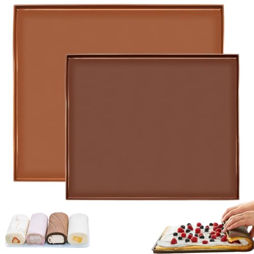 2 alfombrillas de silicona para horno, esteras de horno permanentes con borde, alfombrilla de silicona para hornear, 30 x 40 cm, antiadherente, apta para lavavajillas, versátil, duradera, limpia