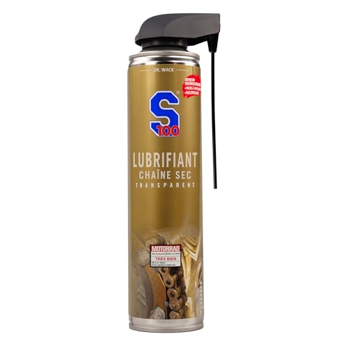 Dr. Wack - S100 Dry Lube - Lubrifiant Sec & Transparent pour Chaîne de Moto - Protection Premium Contre Usure et Corrosion - sans Projection - Fabriqué en Allemagne - Spray 400 ML
