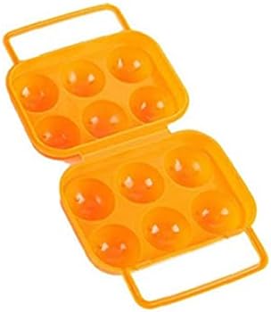 Folding Egg Storage Box,Portable 6 Eggs Plastic Container Holder Handle Case Kitchen Tool