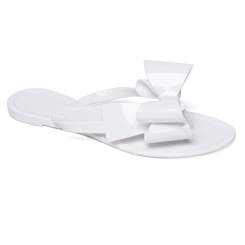 YANWENFANG Women Flip Flops Jelly Thong Waterproof Bow Summer Beach Rain Casual PVC Boho Vacation Flat Sandals2