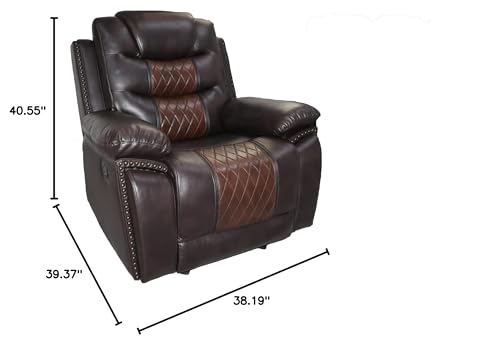 Sillón reclinable Marrón con tapizado cuero sintético miniatura 3