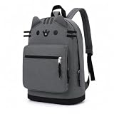 ARFMUAJI Cute Cat Ear Backpack, Lightweight Kawaii Casual Travel Daypack with Multi Pockets, Dark Grey & Light Grey (Dark Gray)