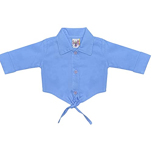 Camisete Juvenil Look Jeans c/Amarração Lisa - AZUL - 10