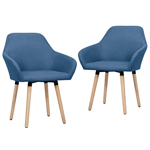GeenYuu Sillas de comedor 2 unidades de tela azul con patas de madera maciza, diseño moderno, 62 x 54 x 83,5 cm, altura de asiento cómoda, 50 cm, estructura de madera estable para comedor, cocina