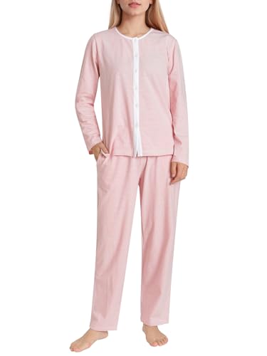 Image of Latuza Women's Petite Cotton Pajama Set Striped Button Down Pjs