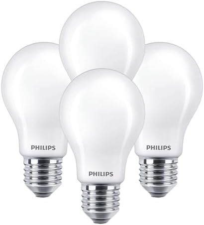 PHILIPS LED Dimmable Warm Glow Effect A19, Flicker-Free, EyeComort Technology, 800 Lumen, 2200K-2700K, 8.8W=60W, E26 Base, Title 20 Certified, 4-Pack