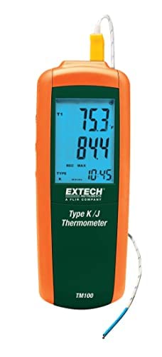 Single Input Thermometer (Range: -328 to 2501°F/-200 to 1372°C (Type K) & -346 to 2012°F / -210 to 1100°C (Type J)) Monitoring Applications | Model: Extech TM100